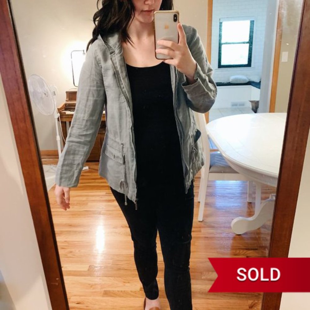 SOLD - Grey Zip-front Utility Jacket